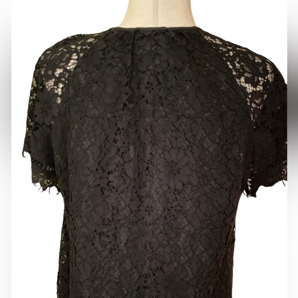J. Crew Black Lace Keyhole Short Scalloped Sleeve Top - S - Picture 9 of 14
